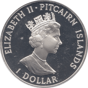 1989 ONE DOLLAR SILVER PROOF PITCAIRN ISLANDS - SILVER WORLD COINS - Cambridgeshire Coins