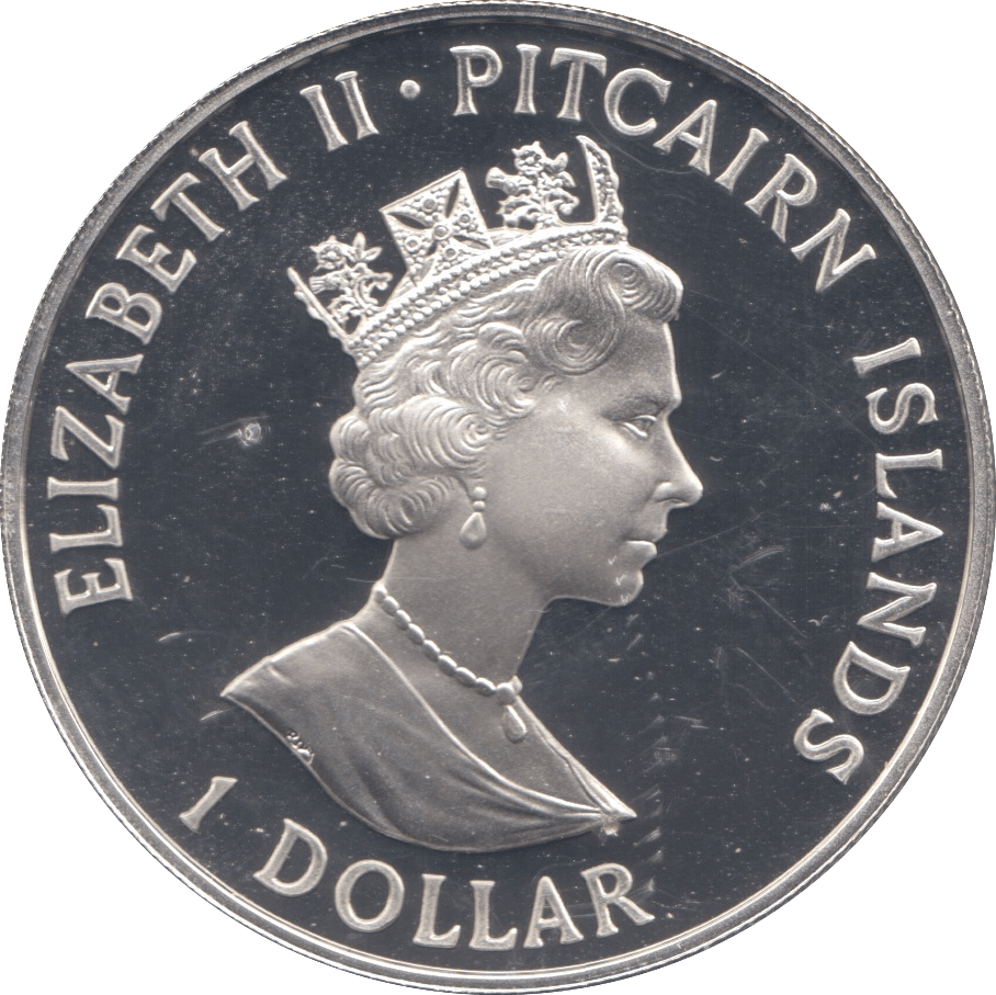 1989 ONE DOLLAR SILVER PROOF PITCAIRN ISLANDS - SILVER WORLD COINS - Cambridgeshire Coins