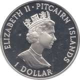 1989 ONE DOLLAR SILVER PROOF PITCAIRN ISLANDS - SILVER WORLD COINS - Cambridgeshire Coins