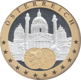 1989 SILVER PLATED AUSTRIA EUROPEAN CURRENCIES COMMEMORATIVE COIN - WORLD COINS - Cambridgeshire Coins