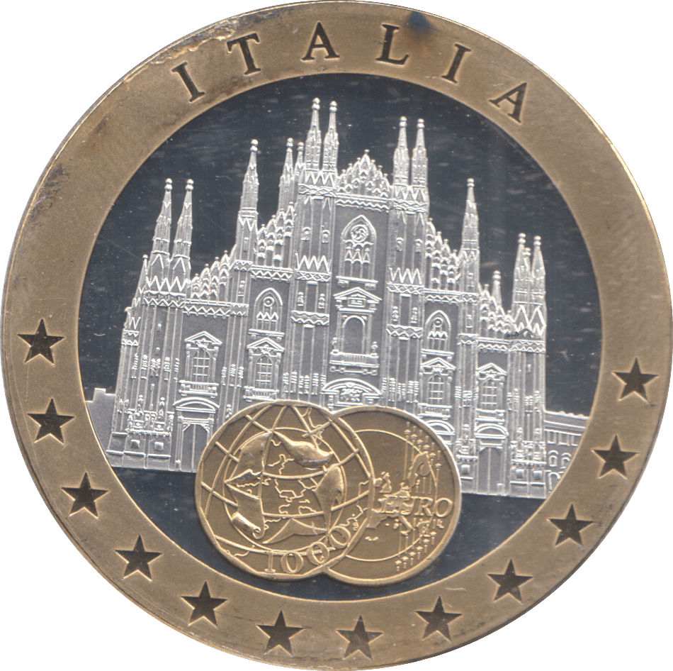 1989 SILVER PLATED ITALY EUROPEAN CURRENCIES COMMEMORATIVE COIN - WORLD COINS - Cambridgeshire Coins