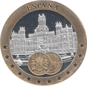 1989 SILVER PLATED SPAIN EUROPEAN CURRENCIES COMMEMORATIVE COIN - WORLD COINS - Cambridgeshire Coins