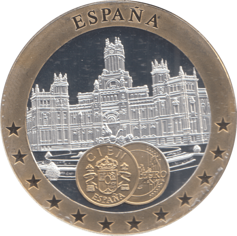 1989 SILVER PLATED SPAIN EUROPEAN CURRENCIES COMMEMORATIVE COIN - WORLD COINS - Cambridgeshire Coins