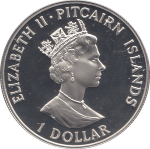 1989 SILVER PROOF ONE DOLLAR PITCAIRN ISLANDS - SILVER WORLD COINS - Cambridgeshire Coins