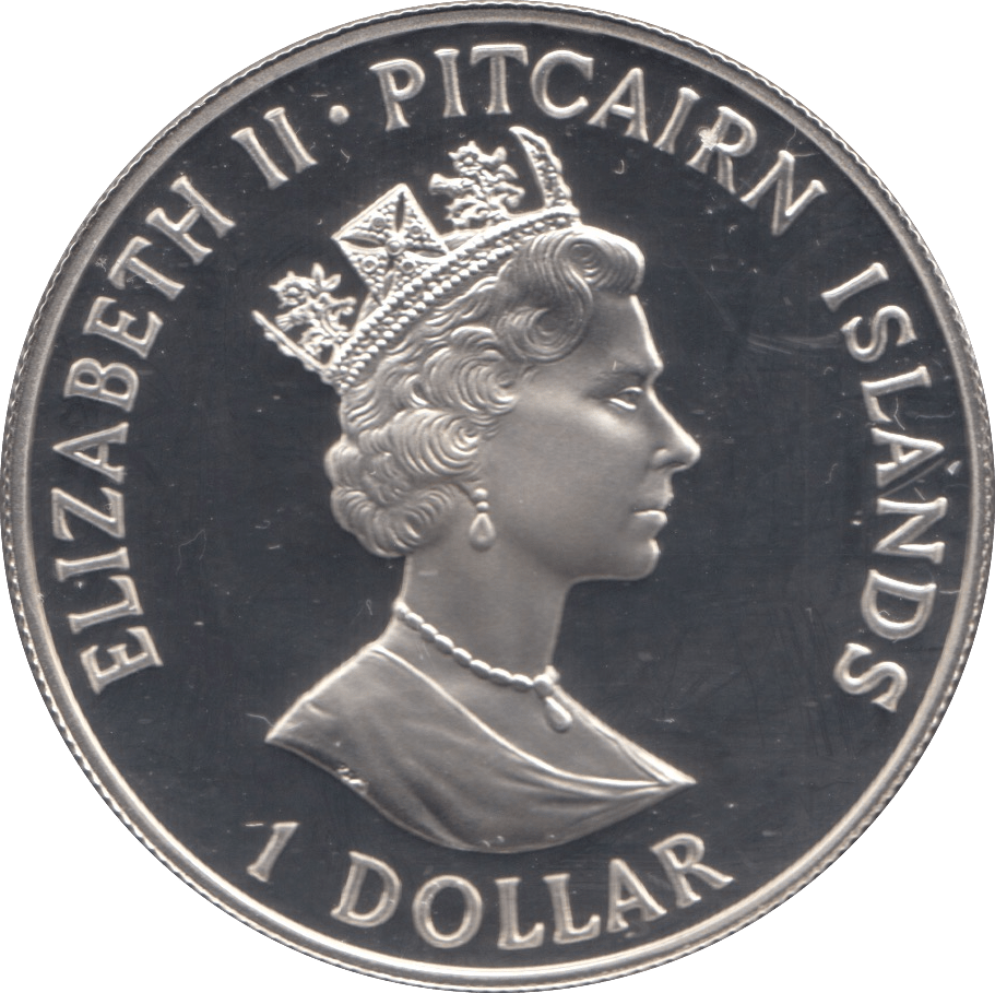 1989 SILVER PROOF ONE DOLLAR PITCAIRN ISLANDS - SILVER WORLD COINS - Cambridgeshire Coins