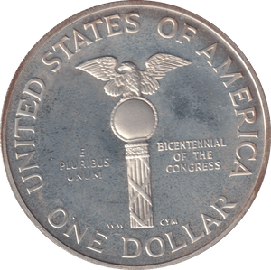 1989 SILVER PROOF ONE DOLLAR USA - SILVER WORLD COINS - Cambridgeshire Coins