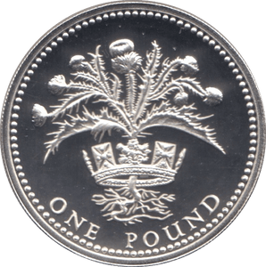 1989 SILVER PROOF ONE POUND £1 SCOTTISH THISTLE - SILVER WORLD COINS - Cambridgeshire Coins