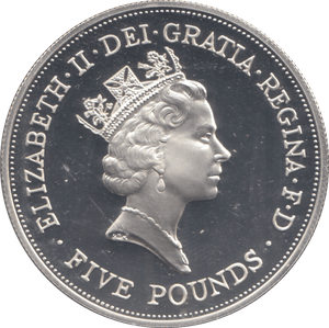 1990 £5 QUEEN ELIZABETH THE QUEEN MOTHER SILVER PROOF - £5 Silver Proof - Cambridgeshire Coins
