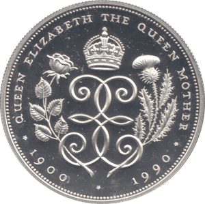 1990 £5 QUEEN ELIZABETH THE QUEEN MOTHER SILVER PROOF - £5 Silver Proof - Cambridgeshire Coins