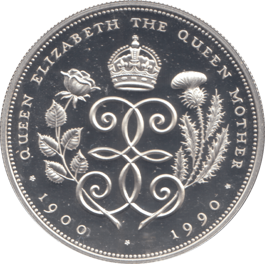 1990 £5 QUEEN ELIZABETH THE QUEEN MOTHER SILVER PROOF - £5 Silver Proof - Cambridgeshire Coins