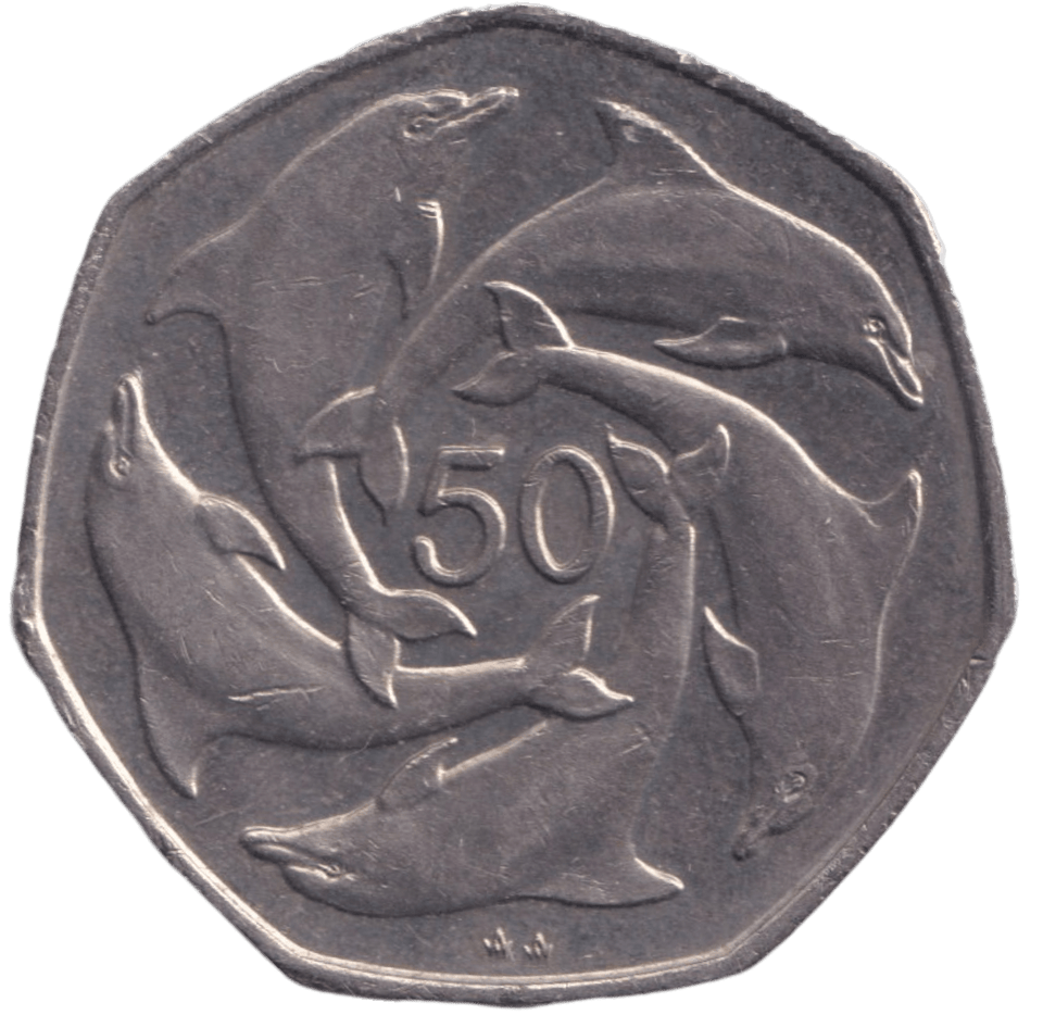 1990 50P GIBRALTAR RING OF DOLPHINS CIRCULATED - 50P CIRCULATED - Cambridgeshire Coins