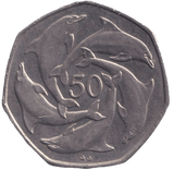 1990 50P GIBRALTAR RING OF DOLPHINS CIRCULATED - 50P CIRCULATED - Cambridgeshire Coins