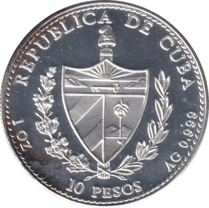1990 .999 FINE SILVER PROOF 10 PESOS REPUBLIC OF CUBA - SILVER WORLD COINS - Cambridgeshire Coins