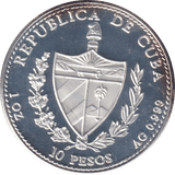 1990 .999 FINE SILVER PROOF 10 PESOS REPUBLIC OF CUBA - SILVER WORLD COINS - Cambridgeshire Coins