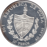 1990 .999 FINE SILVER PROOF 10 PESOS REPUBLIC OF CUBA - SILVER WORLD COINS - Cambridgeshire Coins