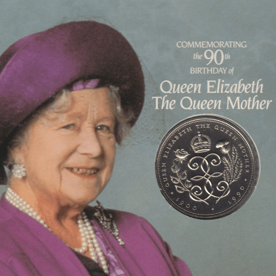 1990 BRILLIANT UNCIRCULATED £5 COIN PRESENTATION PACK 90TH BIRTHDAY OF QUEEN ELIZABETH THE QUEEN MOTHER - £5 BU PACK - Cambridgeshire Coins