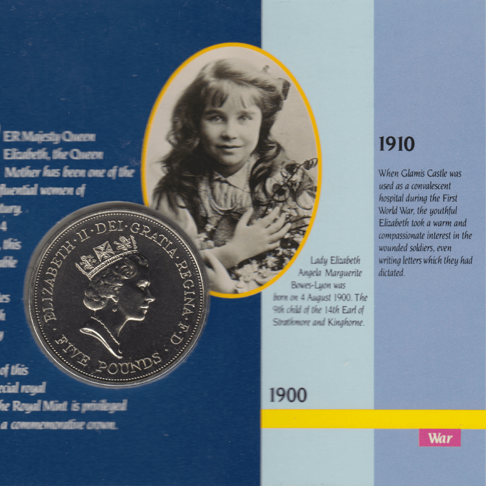 1990 BRILLIANT UNCIRCULATED £5 COIN PRESENTATION PACK 90TH BIRTHDAY OF QUEEN ELIZABETH THE QUEEN MOTHER - £5 BU PACK - Cambridgeshire Coins