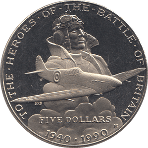 1990 FIVE DOLLARS MARSHALL ISLANDS HEROES OF BATTLE OF BRITAIN - WORLD COINS - Cambridgeshire Coins