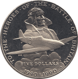 1990 FIVE DOLLARS MARSHALL ISLANDS HEROES OF BATTLE OF BRITAIN - WORLD COINS - Cambridgeshire Coins