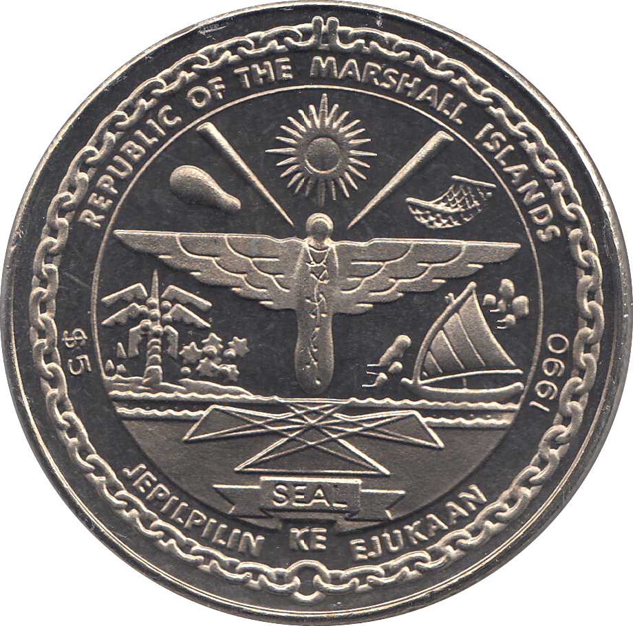 1990 FIVE DOLLARS MARSHALL ISLANDS HEROES OF BATTLE OF BRITAIN - WORLD COINS - Cambridgeshire Coins