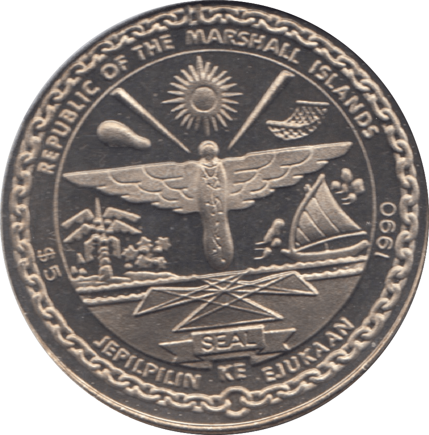 1990 FIVE DOLLARS TO THE HEROS IN THE BATTLE OF BRITAIN - WORLD COINS - Cambridgeshire Coins