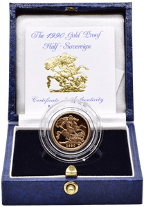 1990 GOLD PROOF HALF SOVEREIGN BOXED - GOLD PROOF HALF SOVEREIGNS - Cambridgeshire Coins