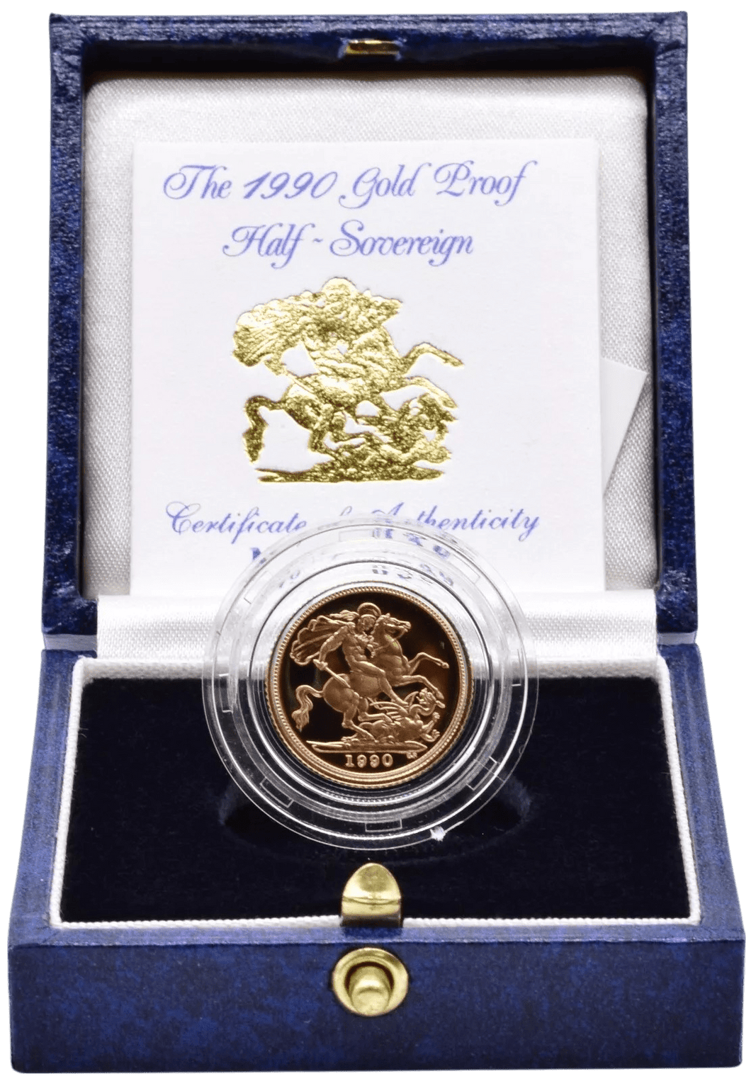 1990 GOLD PROOF HALF SOVEREIGN BOXED - GOLD PROOF HALF SOVEREIGNS - Cambridgeshire Coins