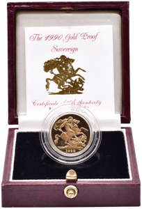 1990 GOLD PROOF SOVEREIGN BOXED - GOLD PROOF SOVEREIGNS - Cambridgeshire Coins