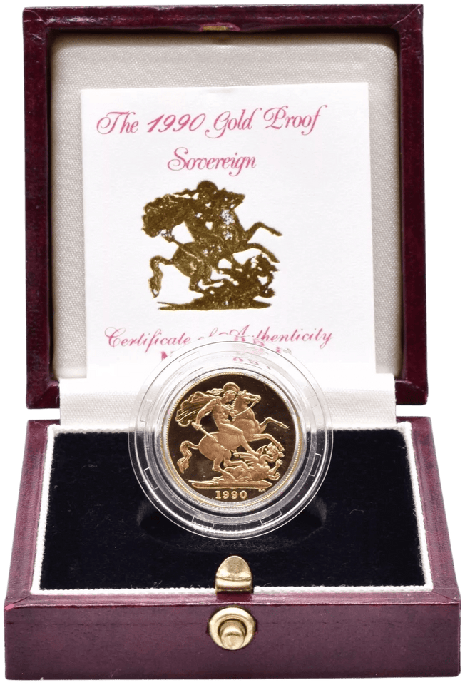 1990 GOLD PROOF SOVEREIGN BOXED - GOLD PROOF SOVEREIGNS - Cambridgeshire Coins