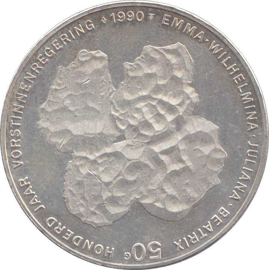 1990 NETHERLANDS SILVER 50 GULDEN - WOLRD SILVER COINS - Cambridgeshire Coins