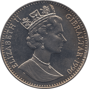 1990 ONE CROWN GIBRALTAR F451 - WORLD COINS - Cambridgeshire Coins