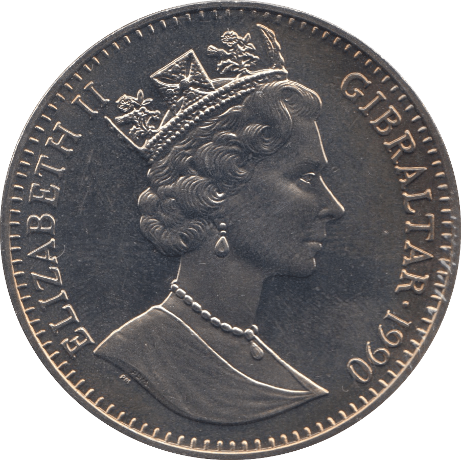 1990 ONE CROWN GIBRALTAR F451 - WORLD COINS - Cambridgeshire Coins
