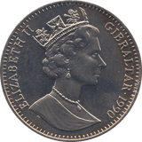 1990 ONE CROWN GIBRALTAR F451 - WORLD COINS - Cambridgeshire Coins