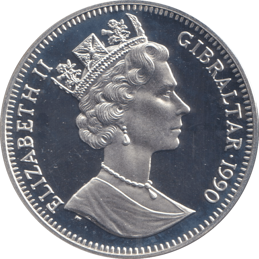 1990 ONE CROWN GIBRALTAR THE QUEEN MOTHER - WORLD COINS - Cambridgeshire Coins