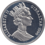 1990 ONE CROWN GIBRALTAR THE QUEEN MOTHER - WORLD COINS - Cambridgeshire Coins