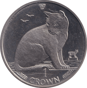 1990 ONE CROWN NEW YORK ALLEY CAT ISLE OF MAN - WORLD COINS - Cambridgeshire Coins