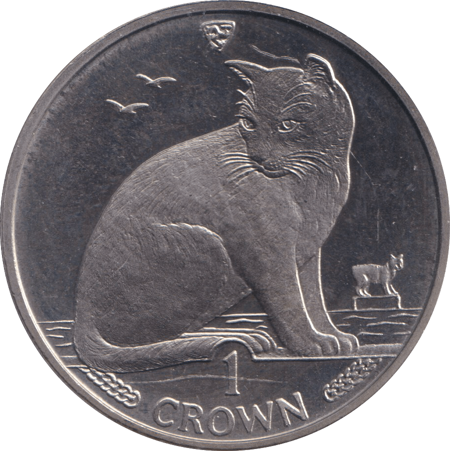1990 ONE CROWN NEW YORK ALLEY CAT ISLE OF MAN - WORLD COINS - Cambridgeshire Coins