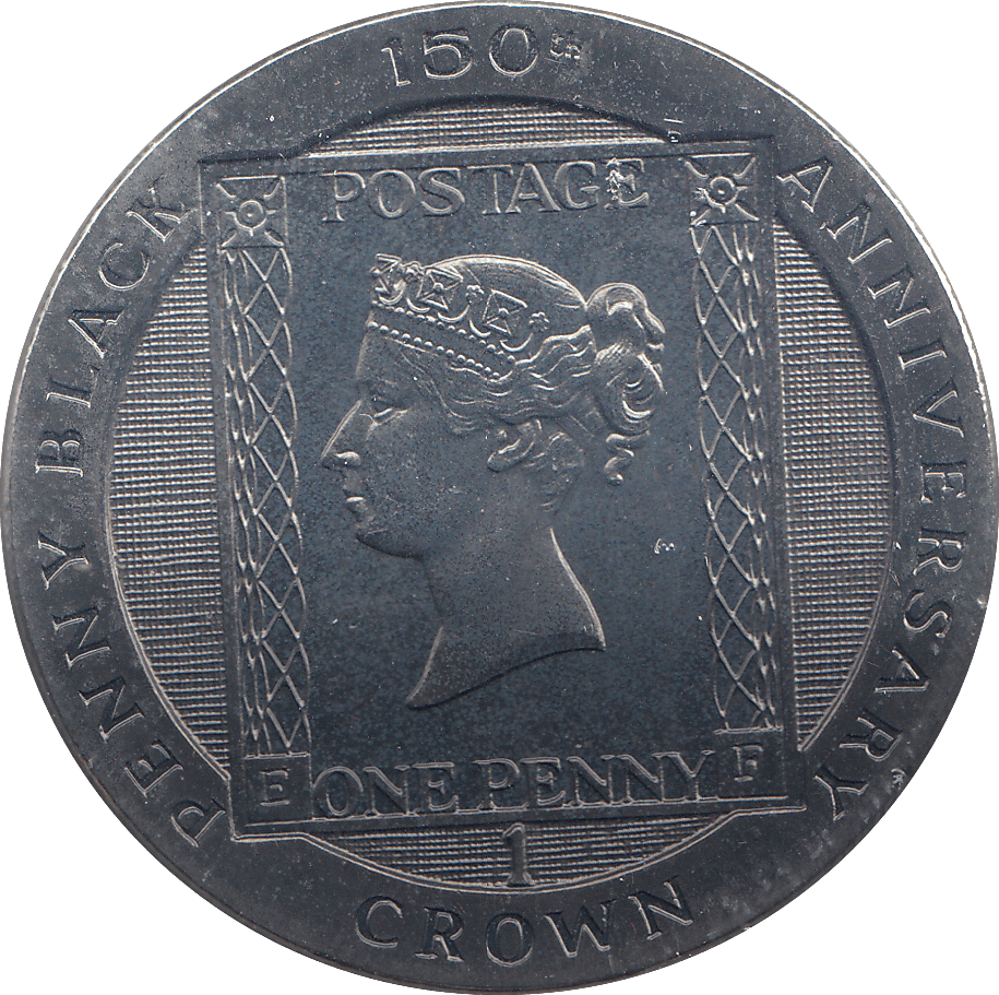 1990 ONE CROWN PENNY BLACK 150TH ANNIVERSARY - WORLD COINS - Cambridgeshire Coins