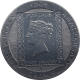 1990 ONE CROWN PENNY BLACK 150TH ANNIVERSARY - WORLD COINS - Cambridgeshire Coins