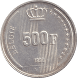 1990 SILVER 500 FRANC BELGIUM - SILVER WORLD COINS - Cambridgeshire Coins