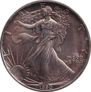 1990 SILVER DOLLAR USA - SILVER WORLD COINS - Cambridgeshire Coins