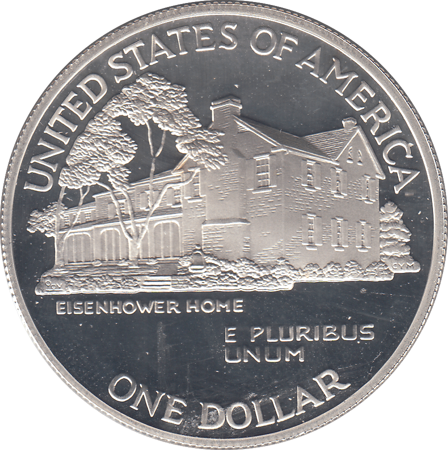 1990 SILVER EISENHOWER CENTENNIAL ONE DOLLAR ( PROOF ) - SILVER WORLD COINS - Cambridgeshire Coins