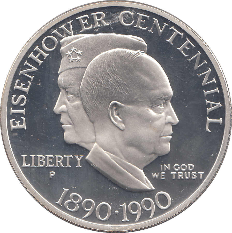 1990 SILVER EISENHOWER CENTENNIAL ONE DOLLAR ( PROOF ) - SILVER WORLD COINS - Cambridgeshire Coins