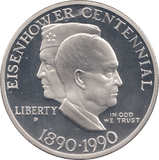 1990 SILVER EISENHOWER CENTENNIAL ONE DOLLAR ( PROOF ) - SILVER WORLD COINS - Cambridgeshire Coins
