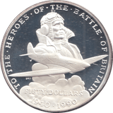 1990 SILVER PROOF 50 DOLLARS BATTLE OF BRITAIN - SILVER WORLD COINS - Cambridgeshire Coins