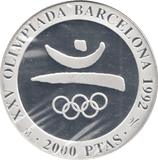 1990 SILVER PROOF BARCELONA 2000 PESETAS - SILVER WORLD COINS - Cambridgeshire Coins