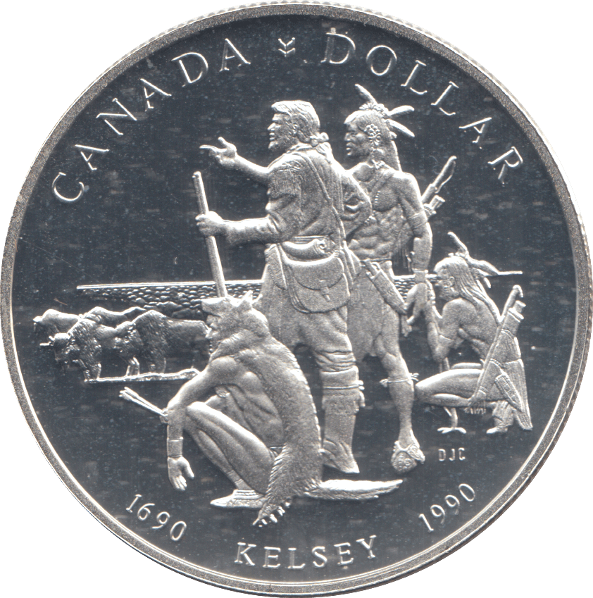 1990 SILVER PROOF CANADIAN DOLLAR - SILVER WORLD COINS - Cambridgeshire Coins