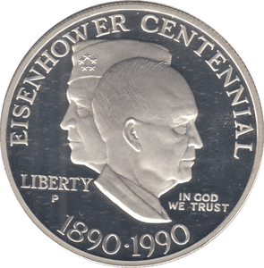 1990 SILVER PROOF EISENHOWER HOME ONE DOLLAR USA - SILVER WORLD COINS - Cambridgeshire Coins