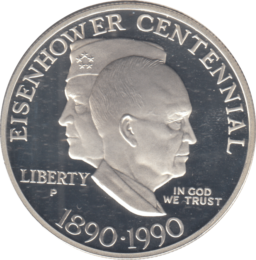 1990 SILVER PROOF EISENHOWER HOME ONE DOLLAR USA - SILVER WORLD COINS - Cambridgeshire Coins