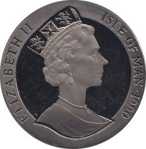 1990 SILVER PROOF ONE CROWN ISLE OF MAN - SILVER WORLD COINS - Cambridgeshire Coins